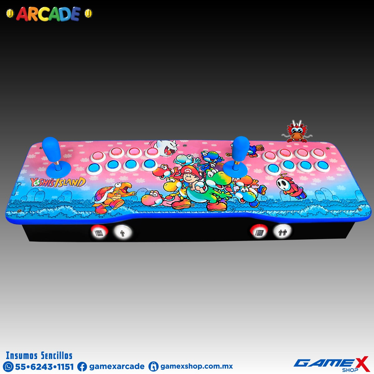 Tablero Arcade Doble 2 jugadores PC Con Mini Consola 48 MIL JUEGOS GameX Shop