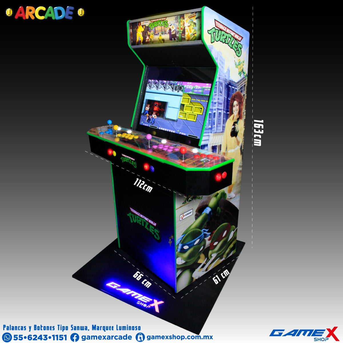 Máquina de 4 jugadores Arcade Luminosa