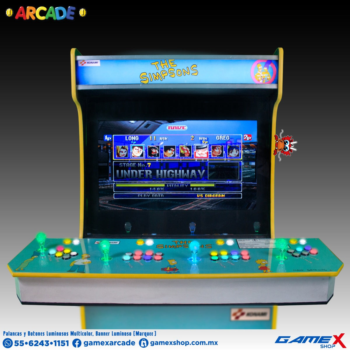 Máquina de 4 jugadores Arcade Luminosa