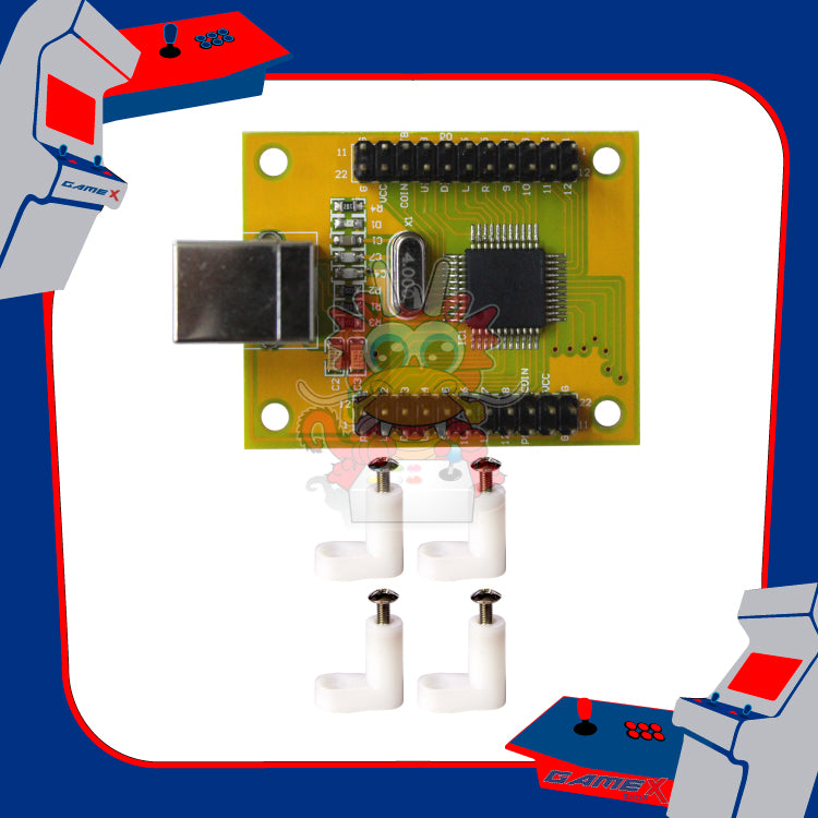 PCB dedicada USB 2 jugadores PC, PS3 Amarilla