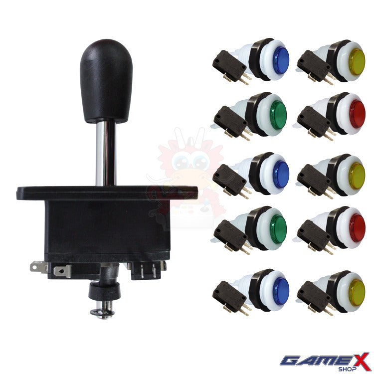 Kit Arcade: 1 palanca alpha y 10 botones cristal con micros
