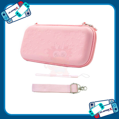 Estuche de viaje rosa con flor N-Switch